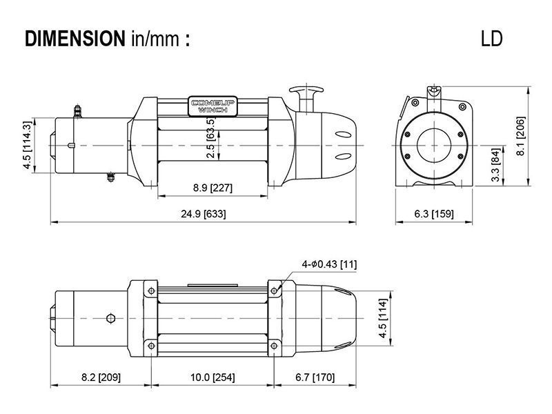 Лебідка COMEUP Seal MadX8.0s LD (без тросу) 12V 3630 кг 296060 COMEUP296060 фото